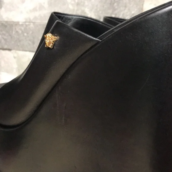 Authentic Versace Leather Platform Wedge Mules - Picture 10 of 17